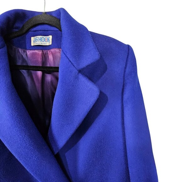 J.G. Hook Double Breasted 100% Wool Blue Trench Pea Coat - Picture 3 of 9